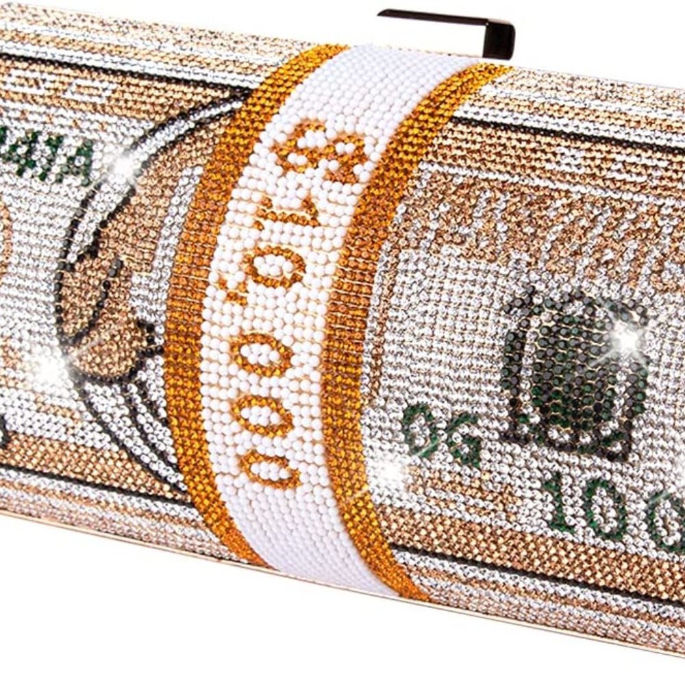 Evening Handbags Crystal Money Bag Purse Diamond Bling Clutches for Wedding
